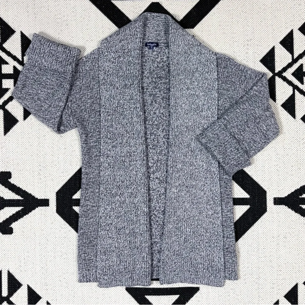 Splendid Briarwood Open Front Wool Bland Knit Cardigan in Marled Gray XS